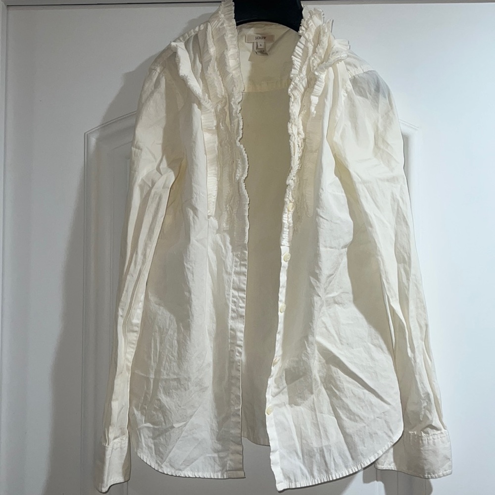 Like New-0-J.Crew Ruffle Button-Down Shirt - Picture 2 of 9